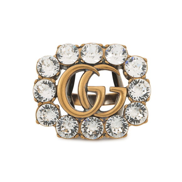 Gucci ring with crystals GG Marmont and rhinestones size XS 12 stones